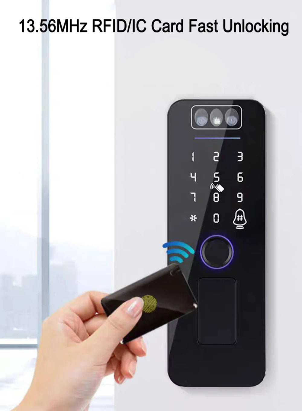 Smart WiFi Door Lock Waterproof Tuya Face Recognition Fingerprint RFID Card Password APP Control Rechargeable Li-Battery Include