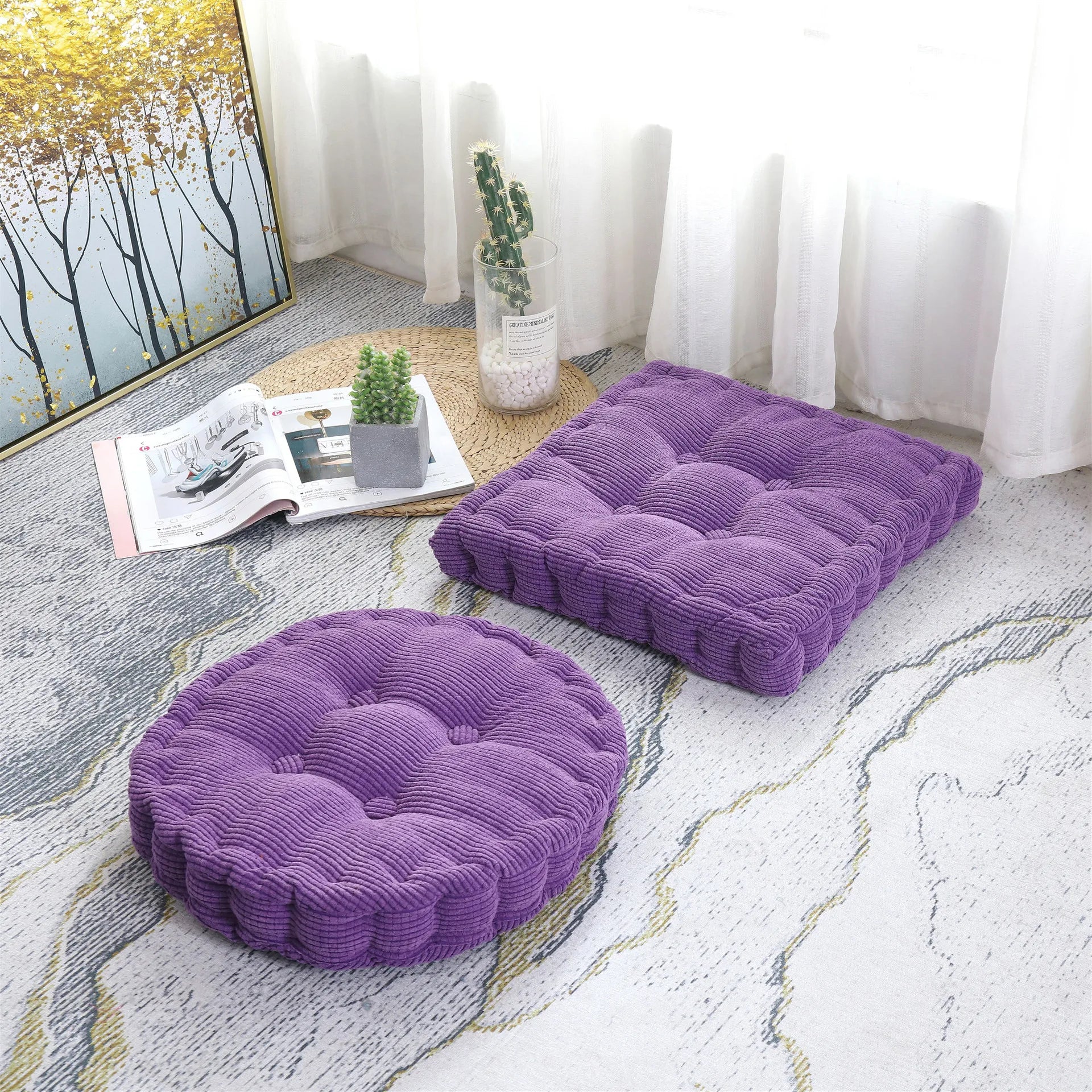 Thicken Square Round Corncob Tatami Seat Office Chair Cushion Sofa for Home Floor Decor Textile Knee Pillow Office Indoor Mat