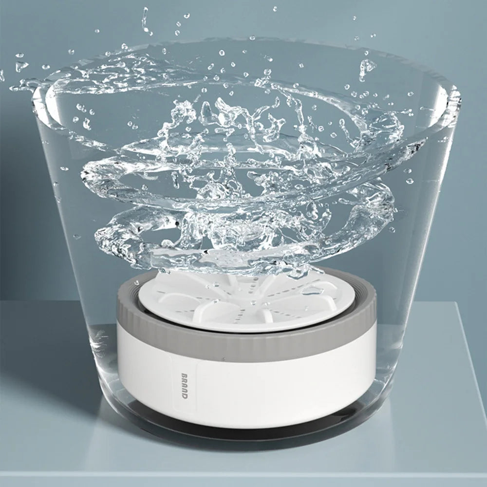 Tidesmit portable USB mini turbo washing machine and ultrasonic dishwasher for travel and home use, side angle view
