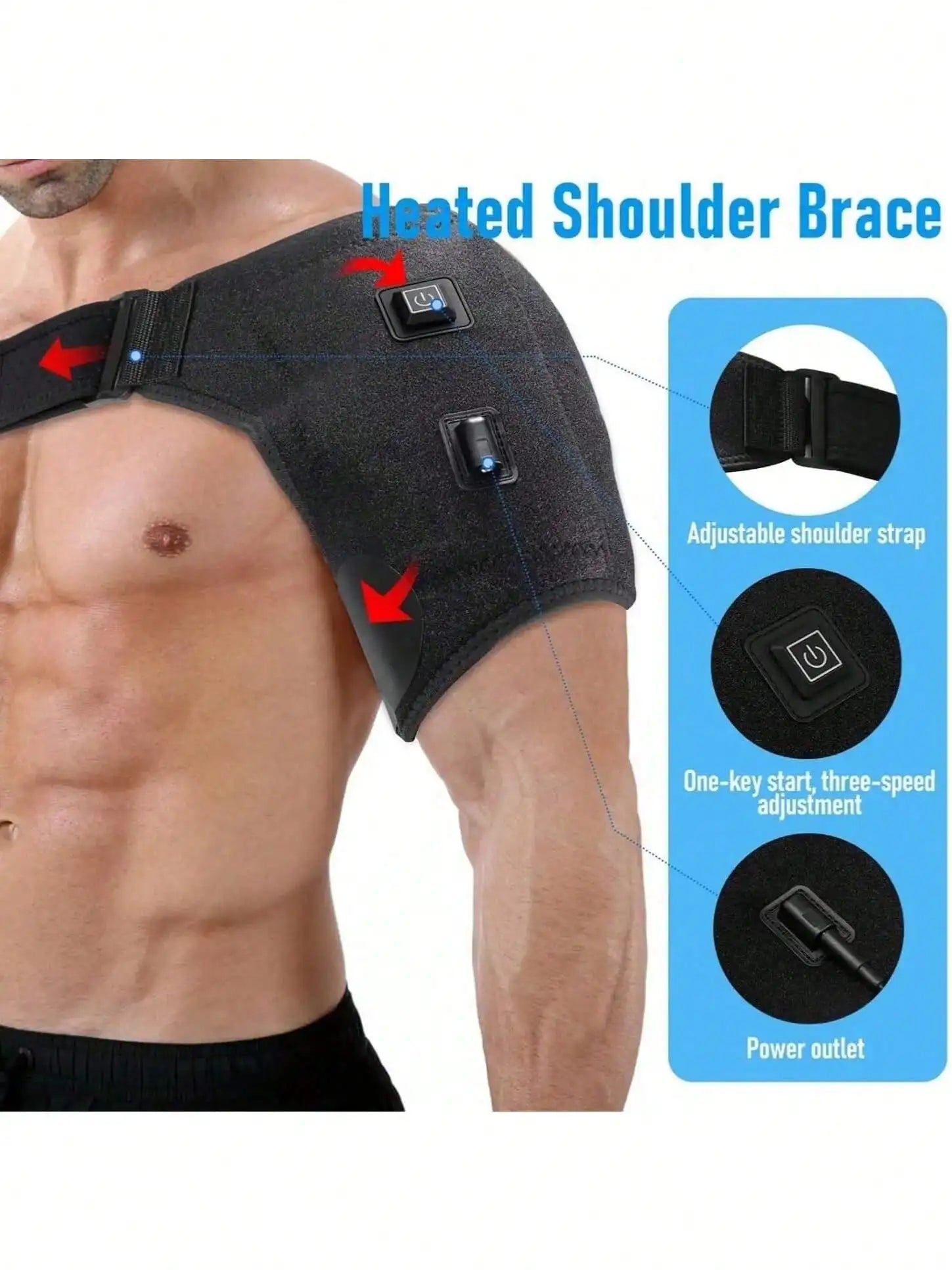 Heated Shoulder Massage Pad - 3-Gear Therapy Support for Neck Relief Relaxation Treatment Tidesmit
