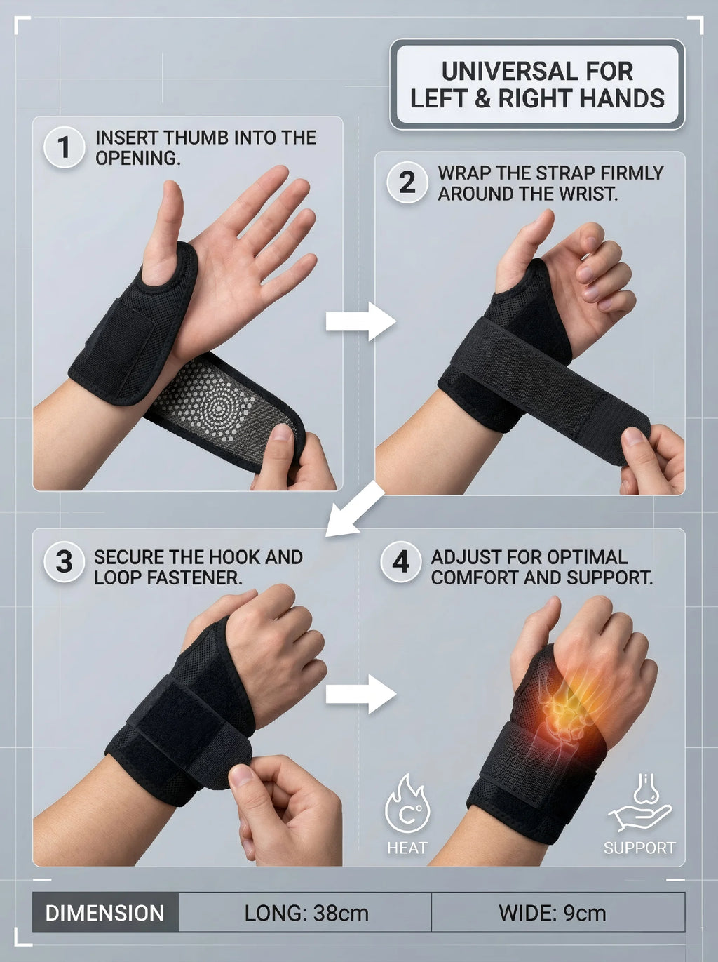 Adjustable Compression Wrist Support Brace Breathable & Comfortable Wrist Brace for Daily Wear Wrist Brace with Adjustable Strap