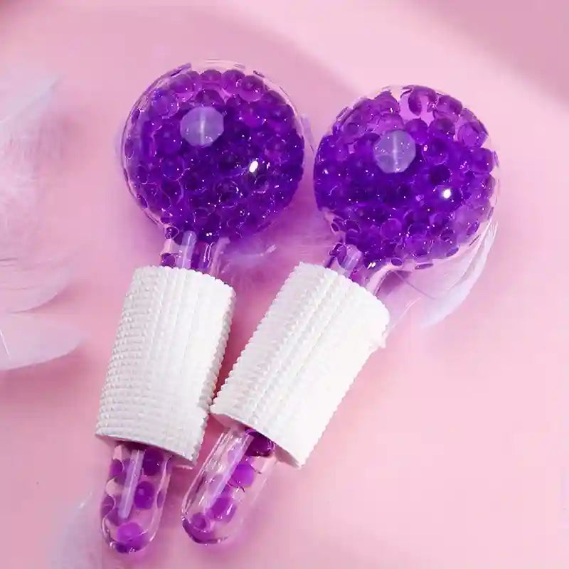 Ice Globes Cooling Facial Massage Roller - Professional Skin Care Eye Massage Instrument PURPLE Tidesmit