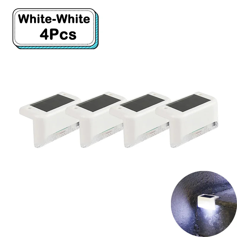 Outdoor Solar Step Lights Warm White LED Waterproof Stair Path Lighting for Garden Patio Fence Balcony Decoration Solar Power