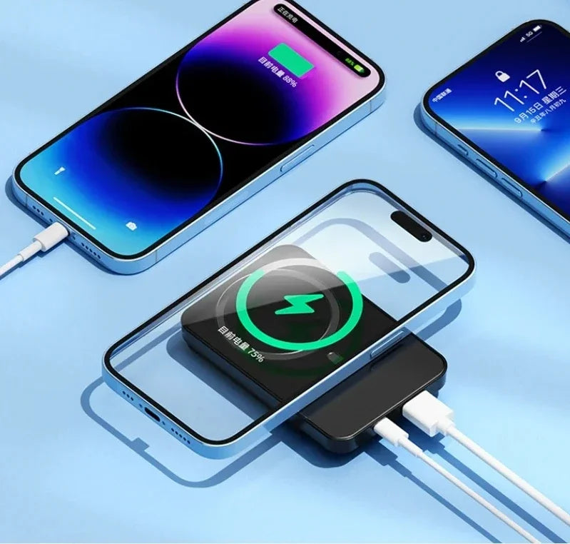 Magnetic Wireless Power Bank 50000mAh - Fast Charging USB-C Travel Battery Tidesmit
