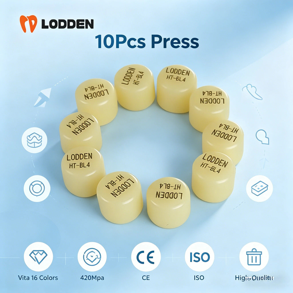 10Pcs Dental Press Lithium Disilicate Glass Ceramic Block Ingots HT LT For Ultra-Thin Veneer Dental Lab Restorative Materials