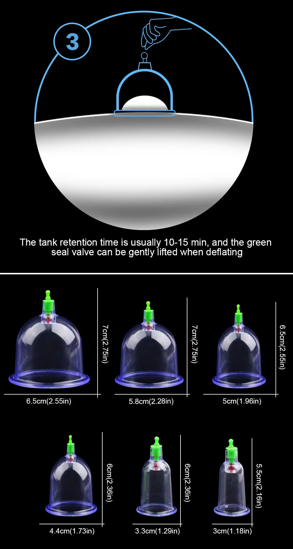 Vacuum Cupping Massage Kit with 6 Suction Cups - Tidesmit Body Shaping Massage Equipment Tidesmit