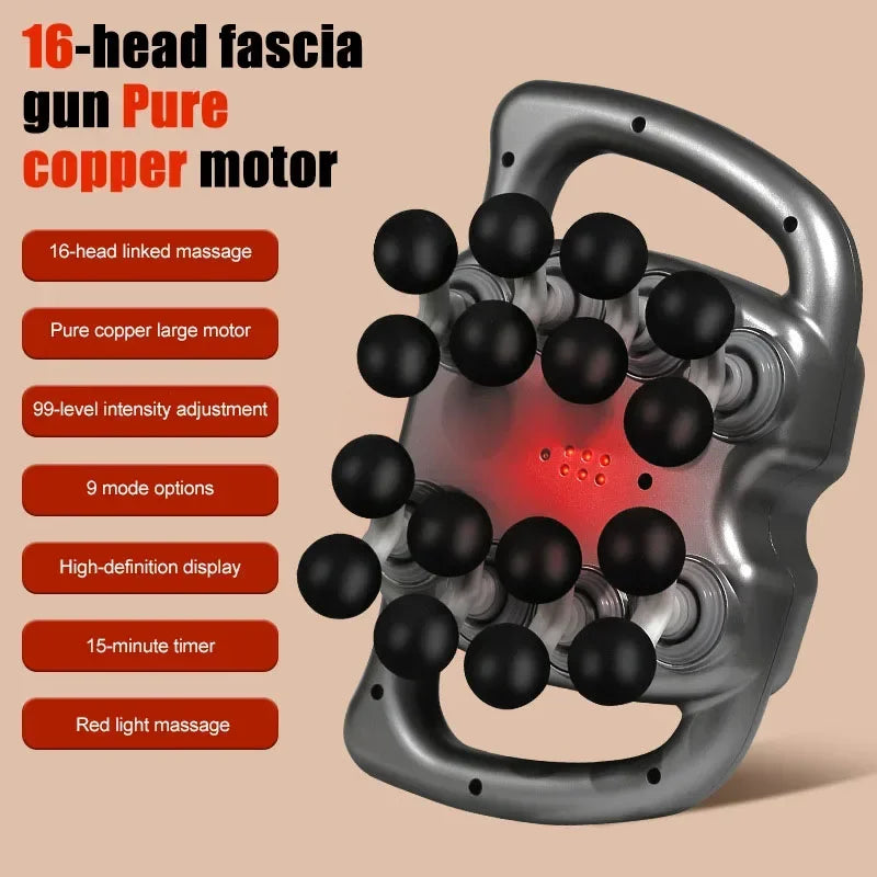 Fascia Gun Deep Tissue Massager - 16 & 24 Head Muscle Recovery Tools Fascia Gun Grey-16 Tidesmit