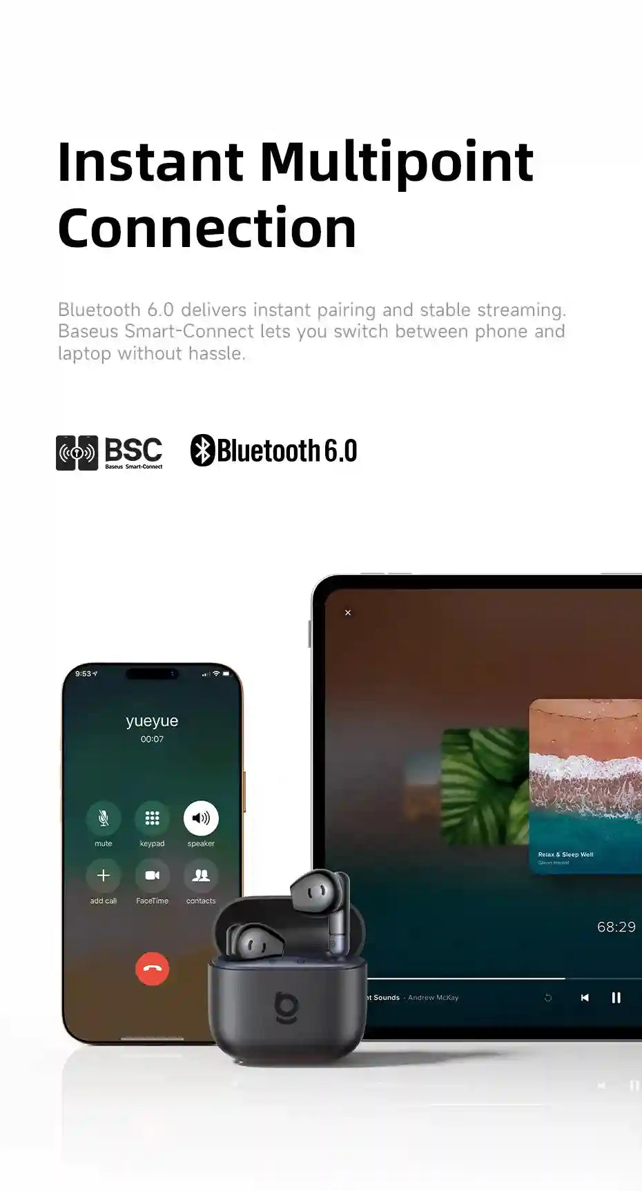 Wireless Earbuds with AI ENC, 40H Battery Life & Waterproof Build Tidesmit