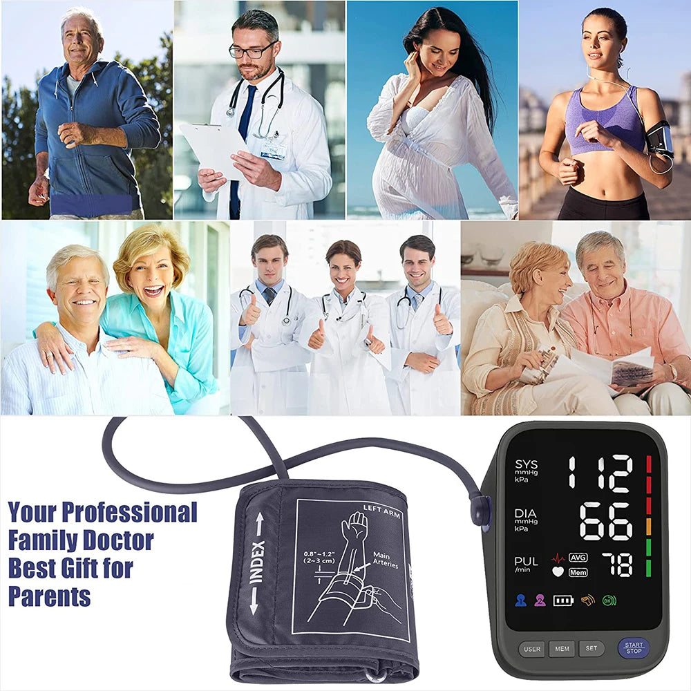 Kingclinic Blood Pressure Machine, Automatic Digital Upper Arm Blood Pressure Monitor with Adjustable Large Cuff