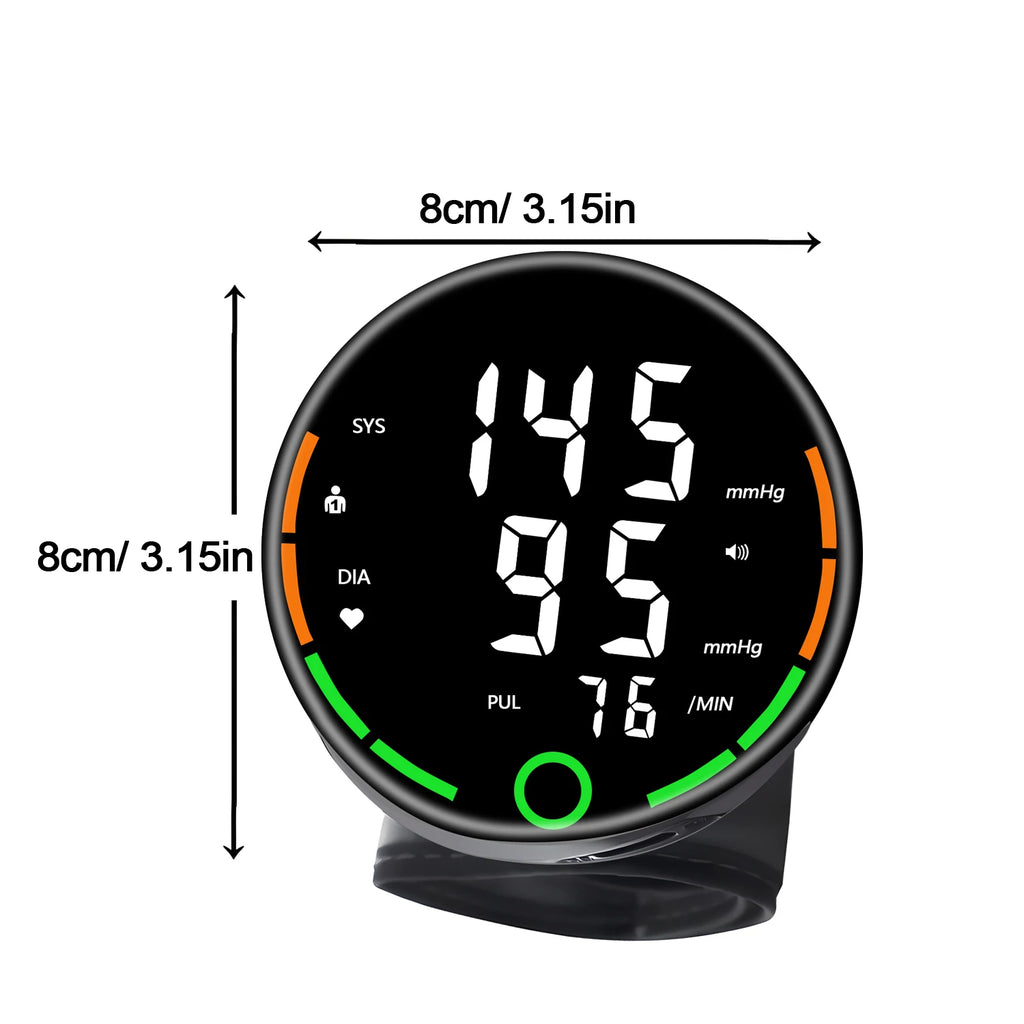 Portable Digital Wrist Blood Pressure Monitor - LCD Screen Heart Rate Pulse Meter Sphygmomanometer for Health Care