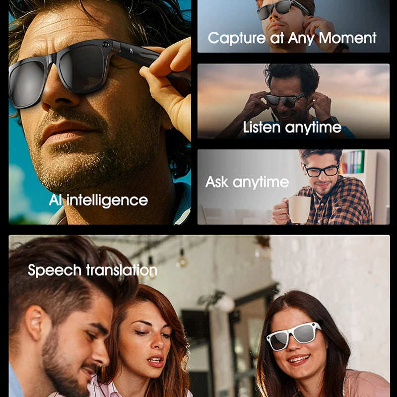 Tidesmit Smart Glasses with Camera, Bluetooth Audio and Voice Control Tidesmit