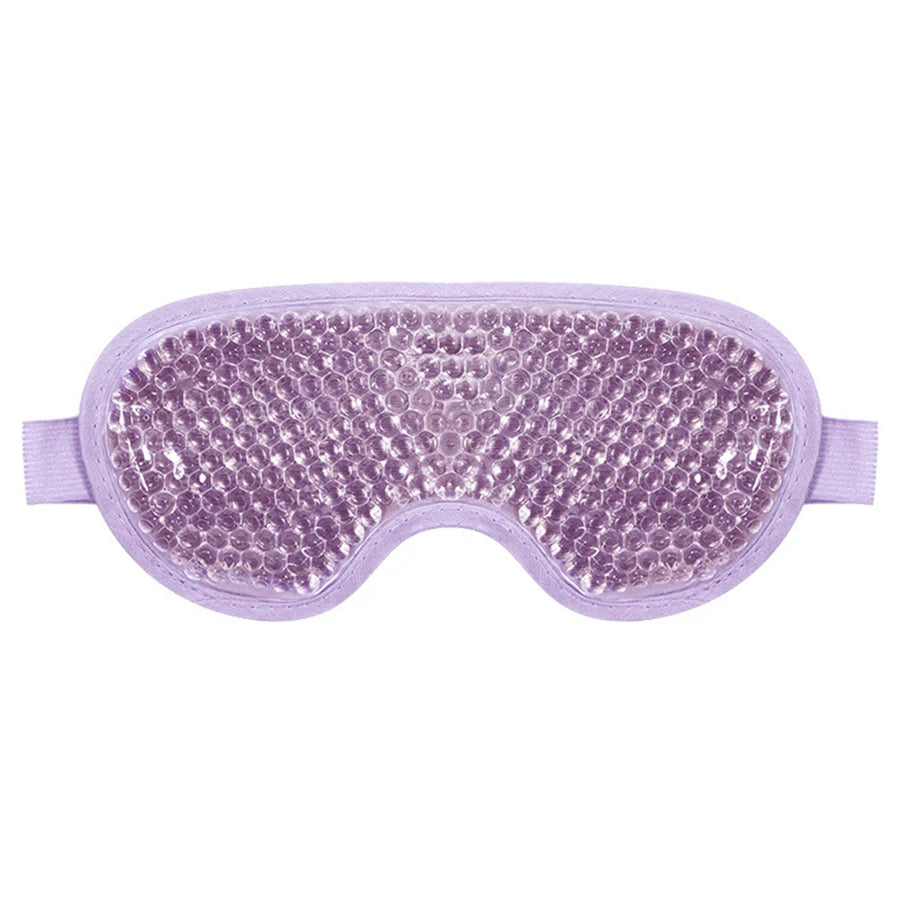 Light purple gel bead eye mask with a soft fabric backing and an adjustable elastic strap.