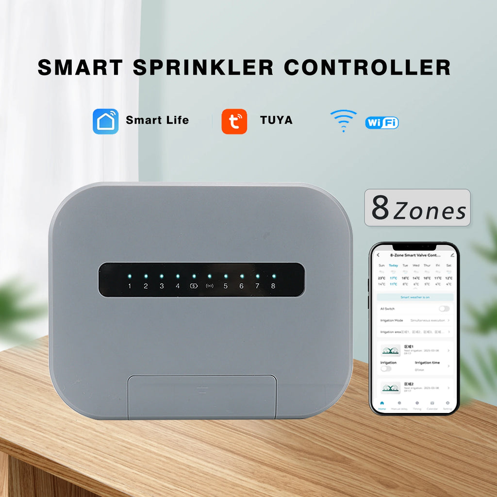 Smart WiFi Sprinkler Controller - 8 Zone WiFi Irrigation System Tidesmit