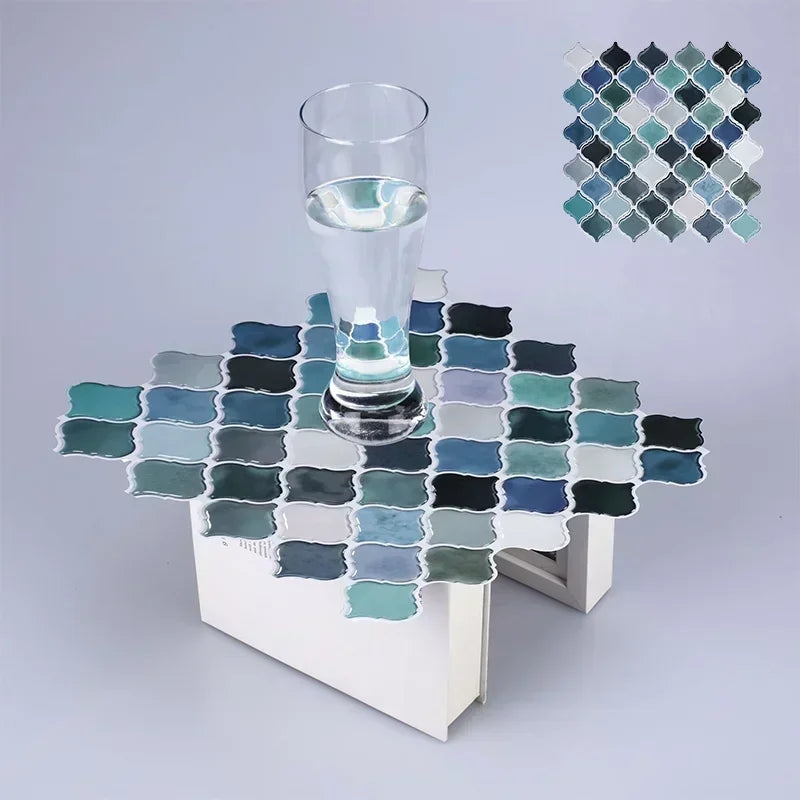 5/10PCS Self Adhesive Mosaic Vinyl Wall Tiles Stickers Wallpaper Gourd Shape 12X12Inch Brick Design for Kitchen Home Decoration