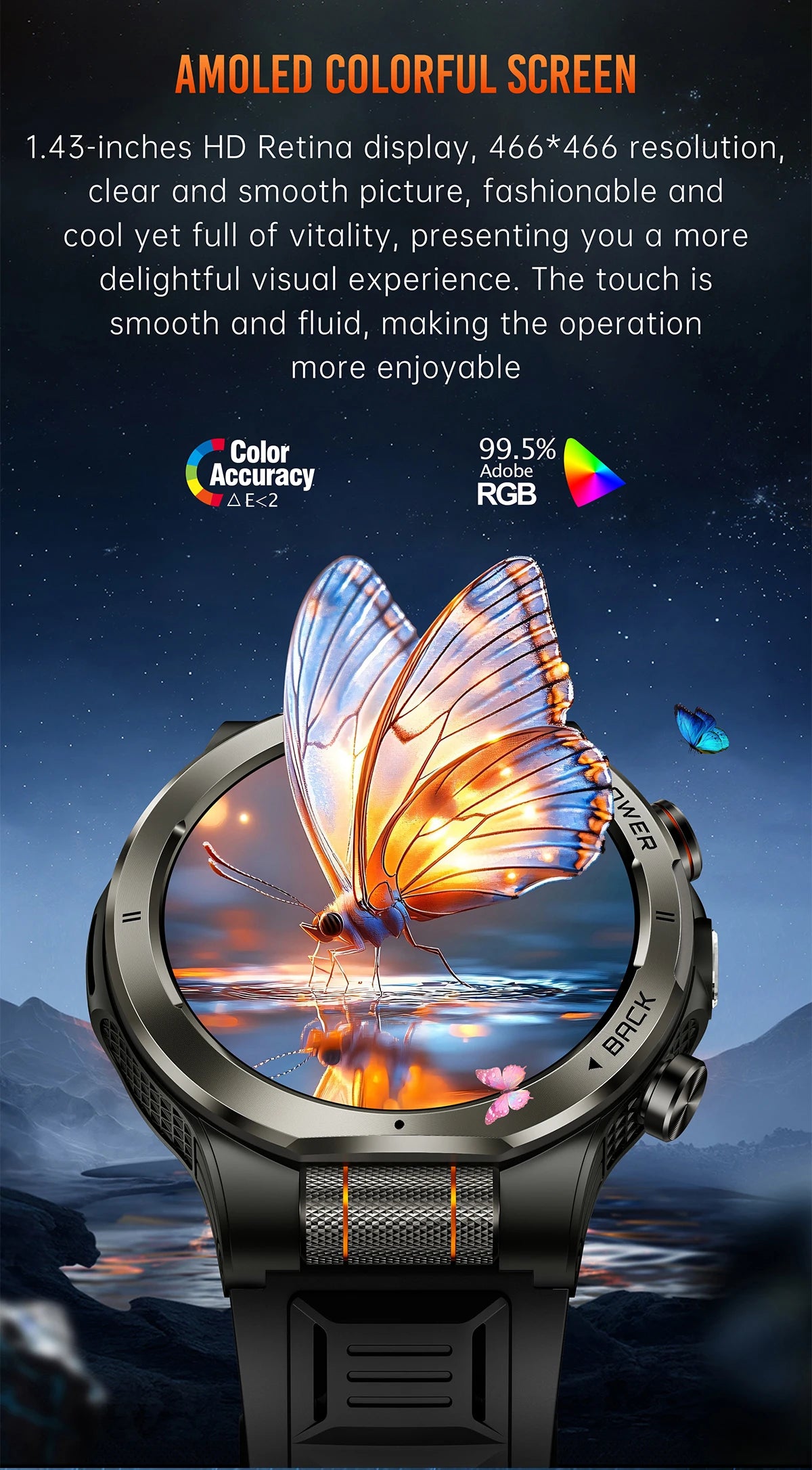 LIGE New 1100mAh Super Capacity Battery Adult Smart Watch 1.43" AMOLED Screen Call 3ATM Waterproof Outdoor Sports Men Smartwatch