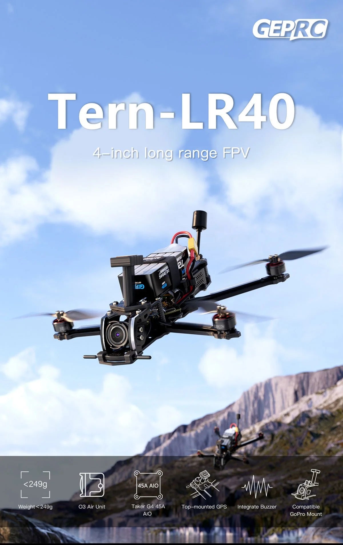 GEPRC Tern-LR40 4-Inch Long Range GPS FPV Drone Tidesmit