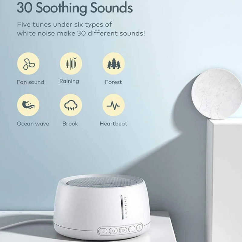Portable Mini Smart Sleep Therapy Instrument Portable White Noise Machine 30 Sounds 36 Levels for Adult Baby and Household Use