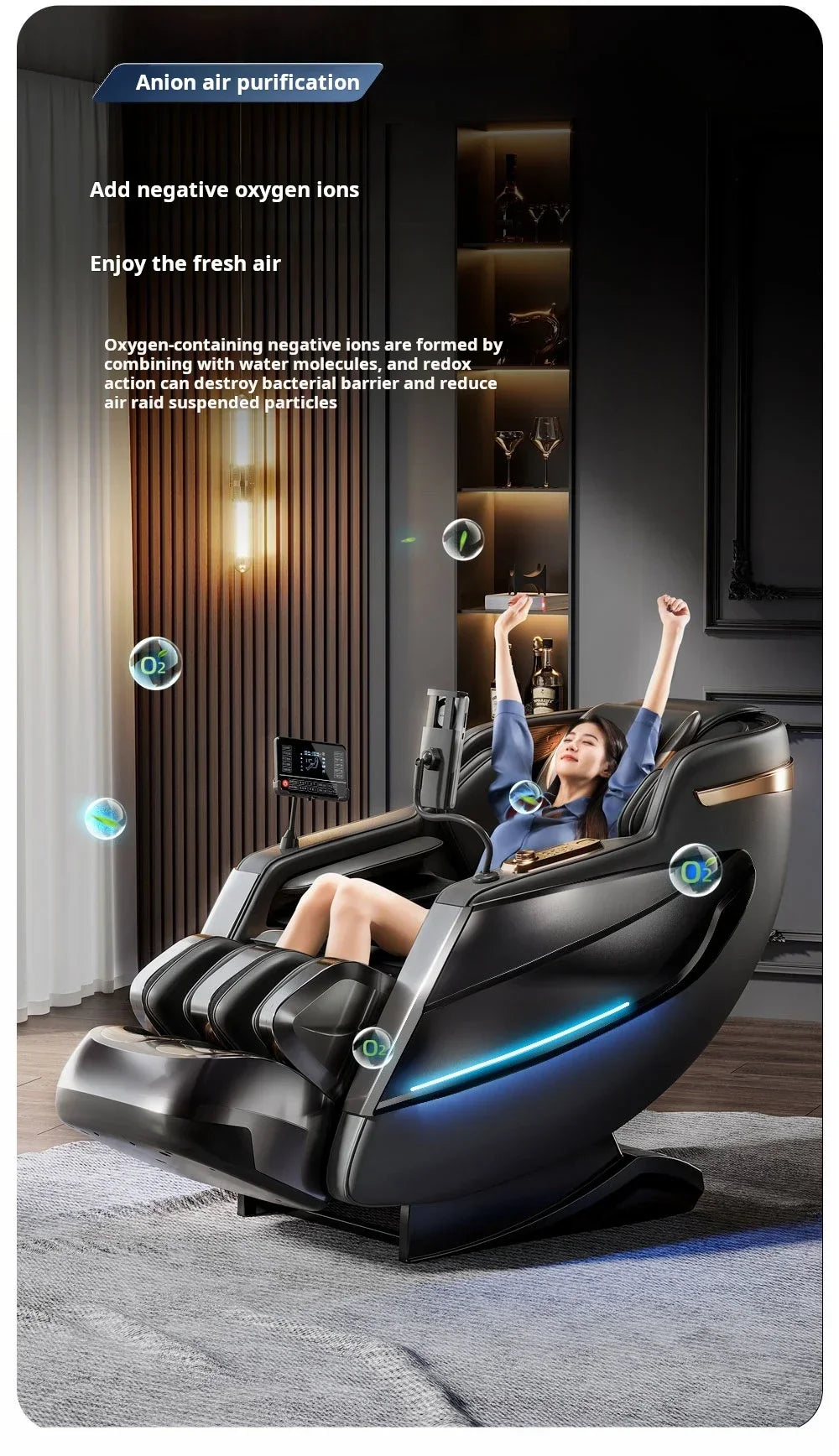 6D Zero Gravity Full Body Shiatsu Massage Chair - Blue Edition Massage Chairs Tidesmit