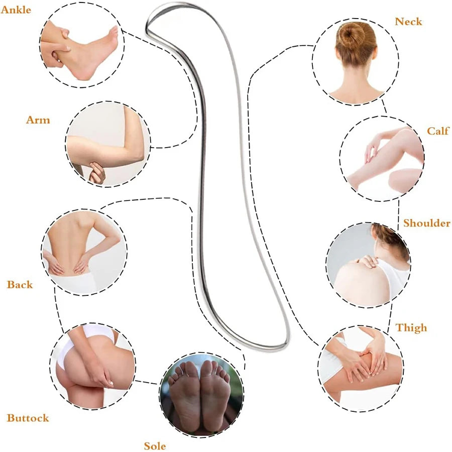 Stainless Steel Gua Sha Tool for Muscle Recovery - Silver Tidesmit Relaxation Treatment Tidesmit