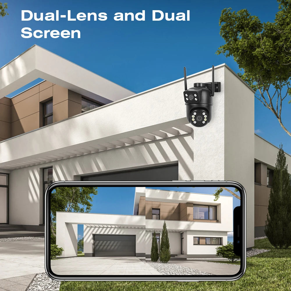 8MP 4K Dual Lens Dual Screens PTZ Wifi Camera AI Human Detection Wireless Outdoor CCTV Security IP Camera