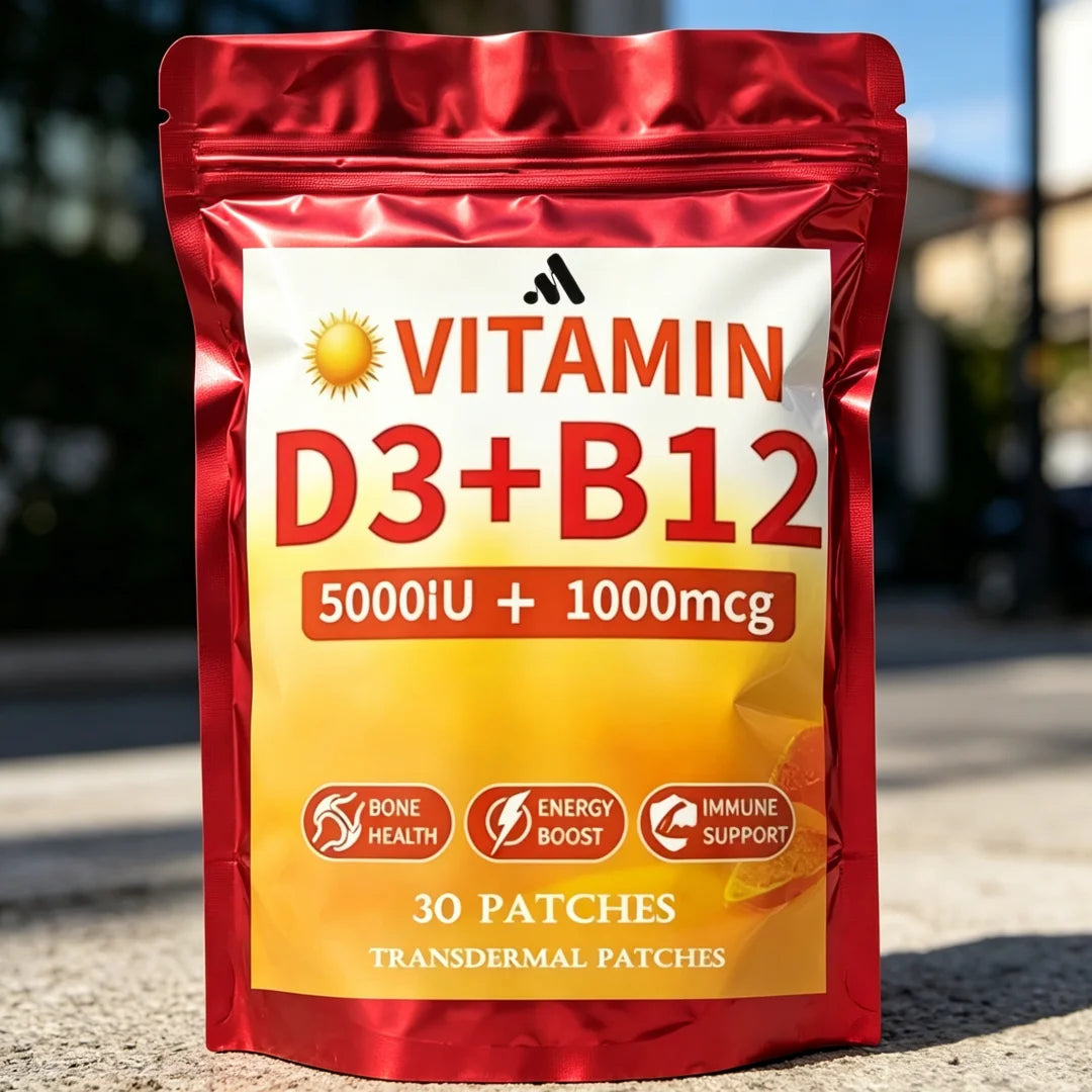 Vitamin D3 & Vitamin B12 Transdermal Patches Natural Energy, Mood, Metabolism & Focus 30 Patches