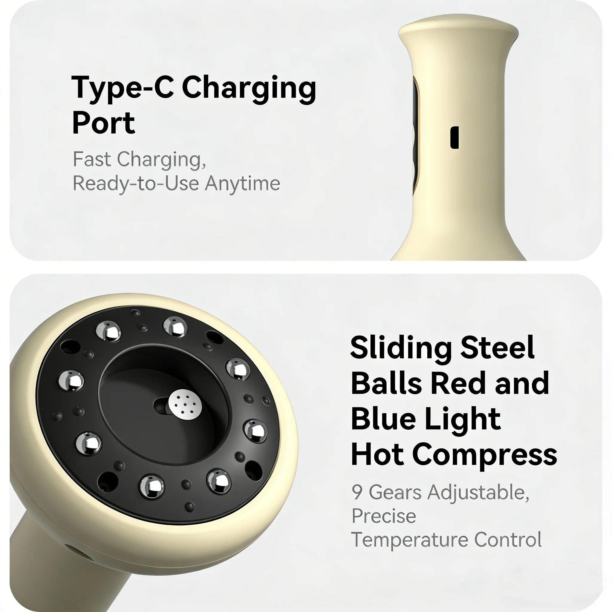 Portable Electric Massager with Heat Therapy | Tidesmit Light Yellow Body Shaping Massage Equipment Tidesmit