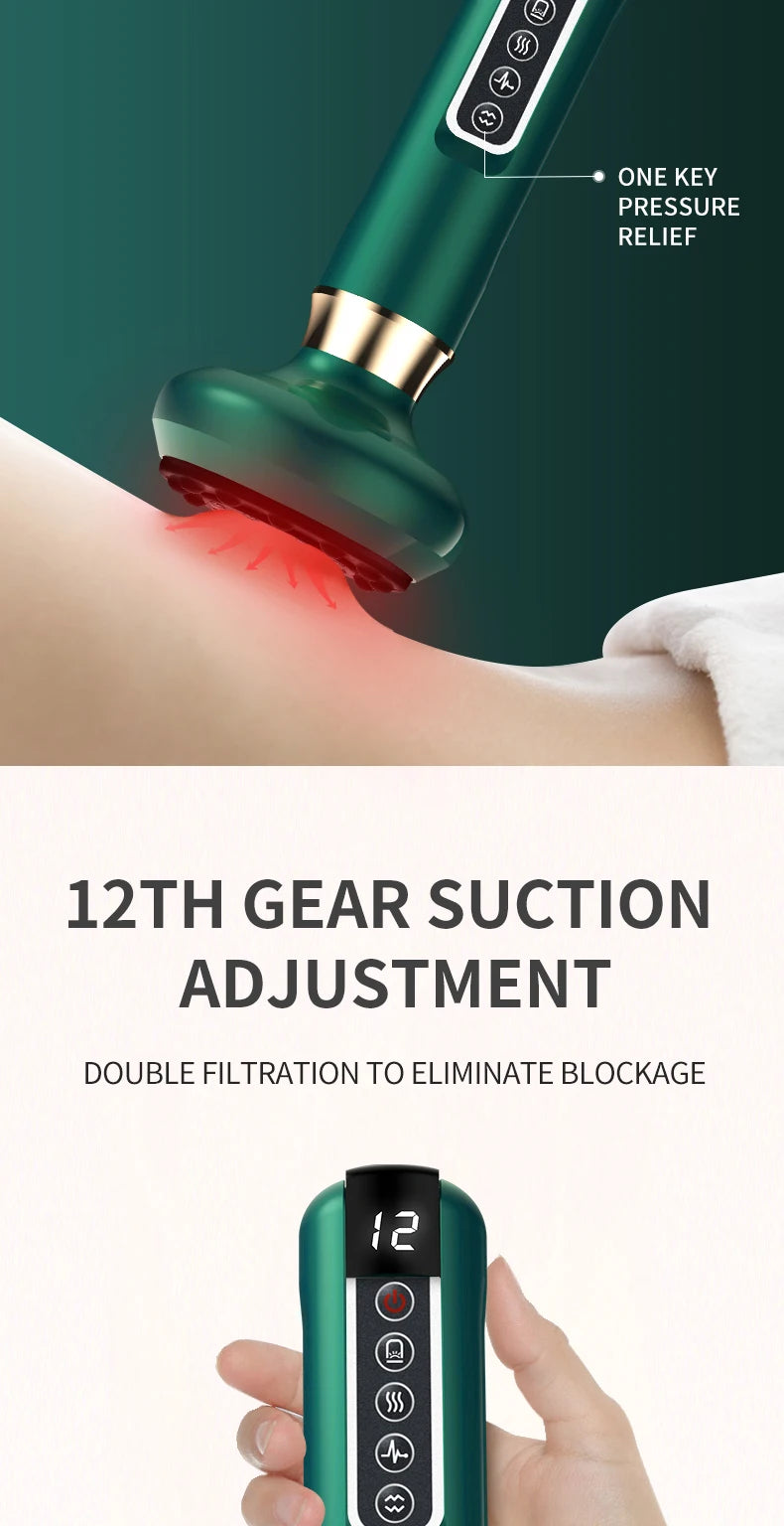 Electric Gua Sha Massager with Vacuum Suction and Infrared Heat Relaxation Treatment Tidesmit