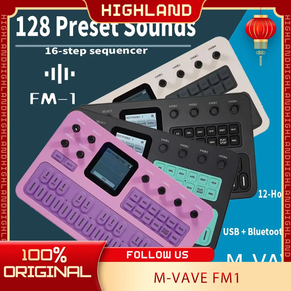M-Vave Fm-1 Portable Fm Synthesizer Effect Pedal 12h Battery 6-Operator 32-Algorithm 128 Presets Built-In Speaker Bluetooth Midi