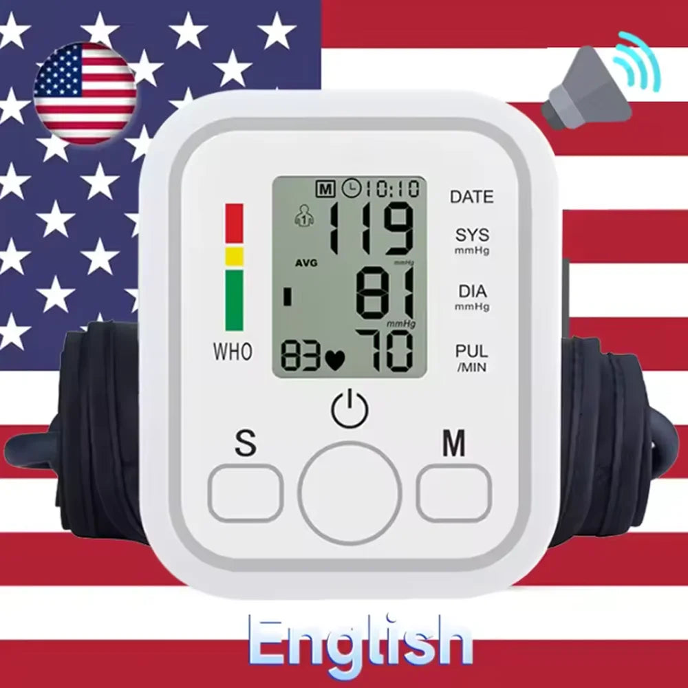 Hublizer Blood Pressure Monitor Digital Sphygmomanometer Automatic Tensiometer Tonometer Home Medical Use Heart Rate Pulse Meter