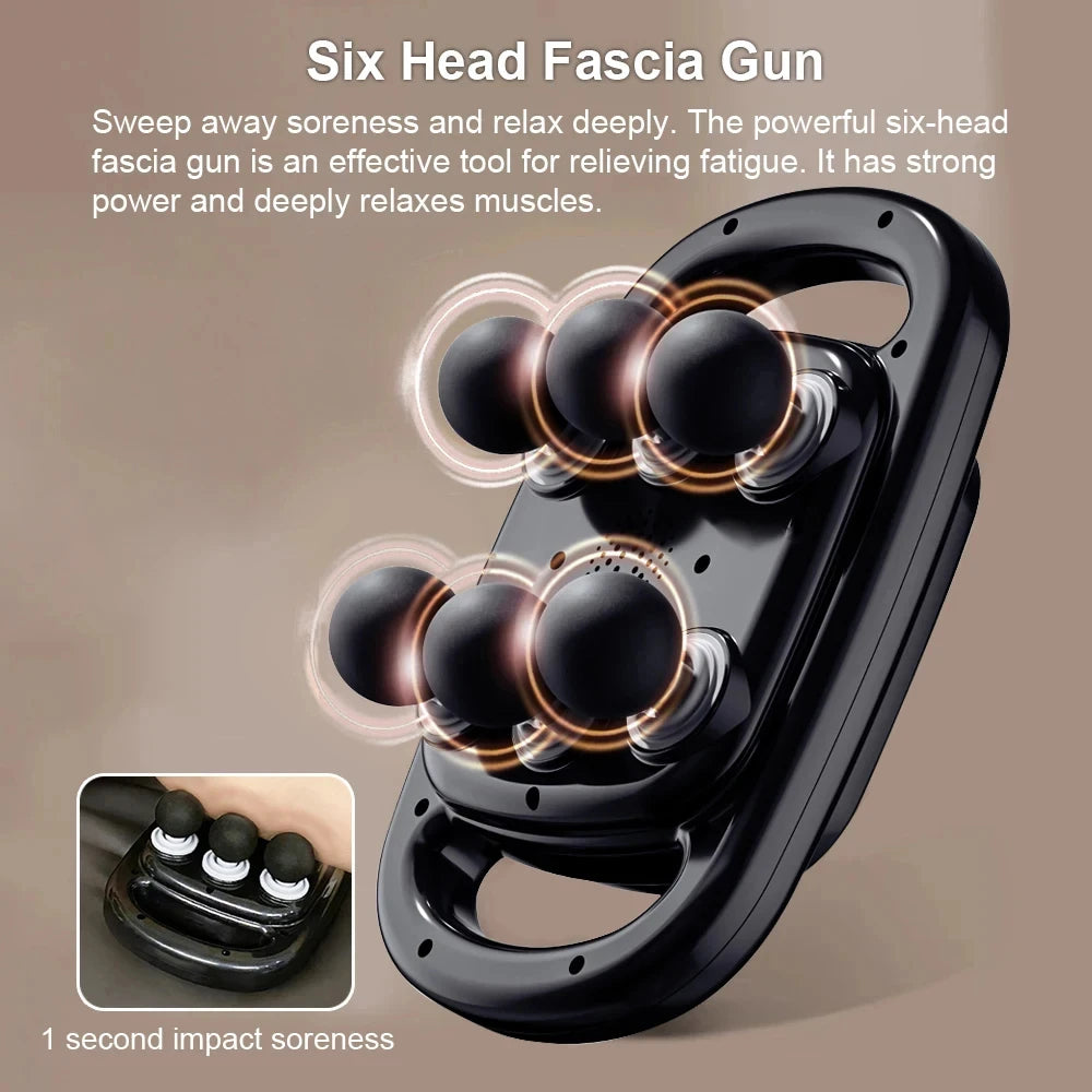 Deep Tissue Massage Gun – 6-Head Electric Massager for Muscle Relief Body Shaping Massage Equipment Tidesmit