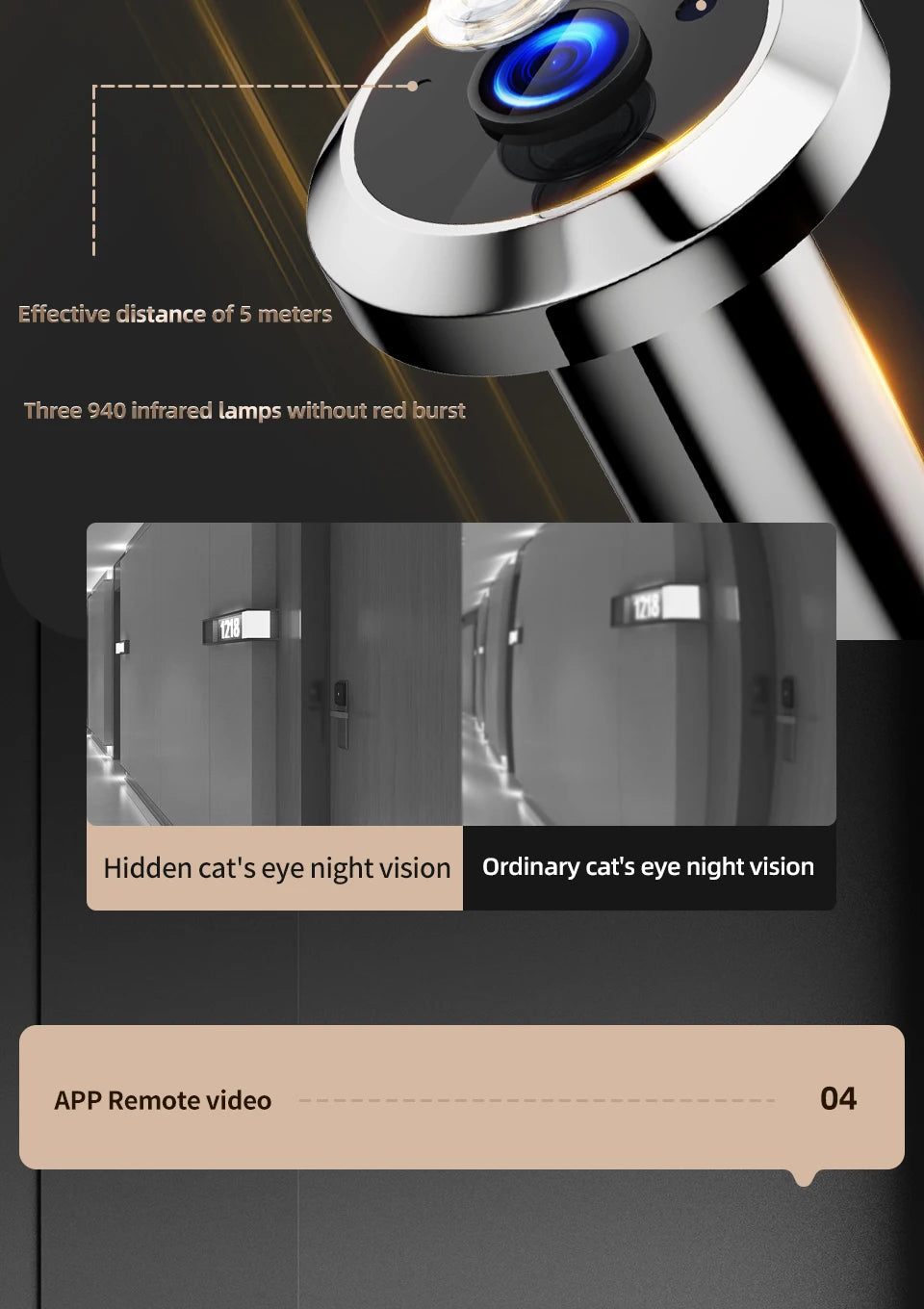 WiFi Digital Door Peephole Camera 4.3Inch Tuya Smart LIfe Eye Cat Human Detection 3MP 120°Angle Night Vision Hidden Video Viewer