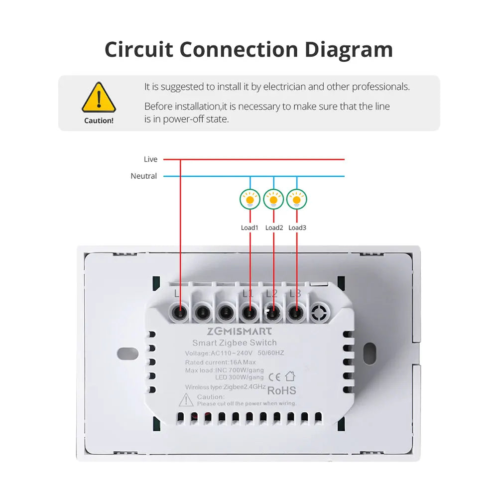 Zemismart Zigbee US Wall Light Switch Work with Tuya Smart Life APP No Neutral Interruptor Timer Alexa Google Home Voice Control