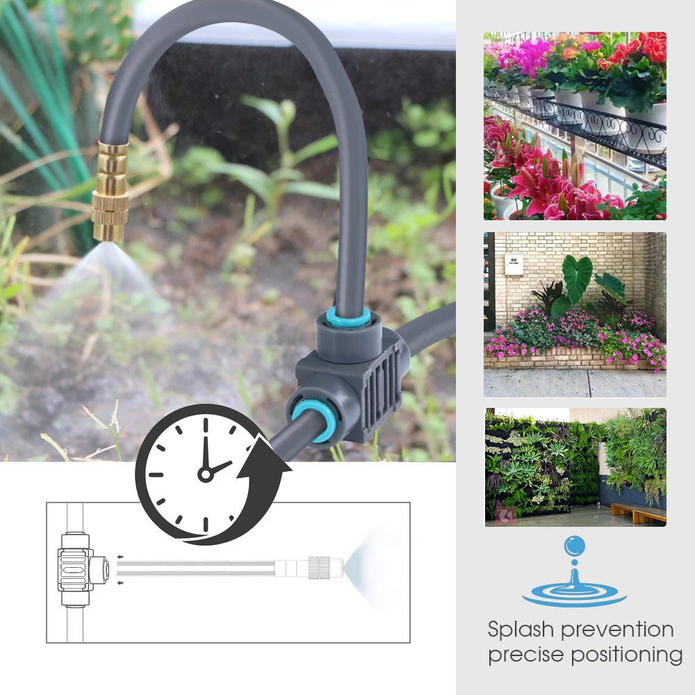 1/4'' Flexible 360° Rotary Adjustment Brass Nozzle Irrigation Set Quick Connection Automatic Atomization Garden Watering System
