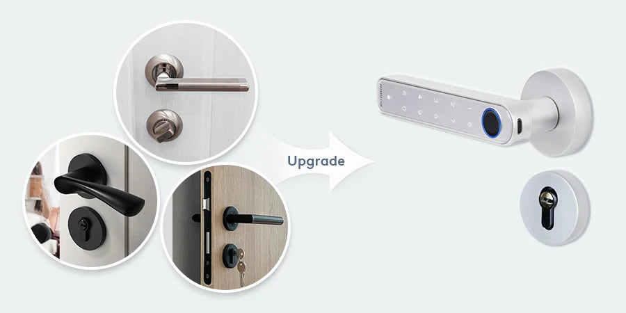 HOMSECUR Bluetooth Fingerprint Door Lock Password Keyless Entry Door Handle APP Control