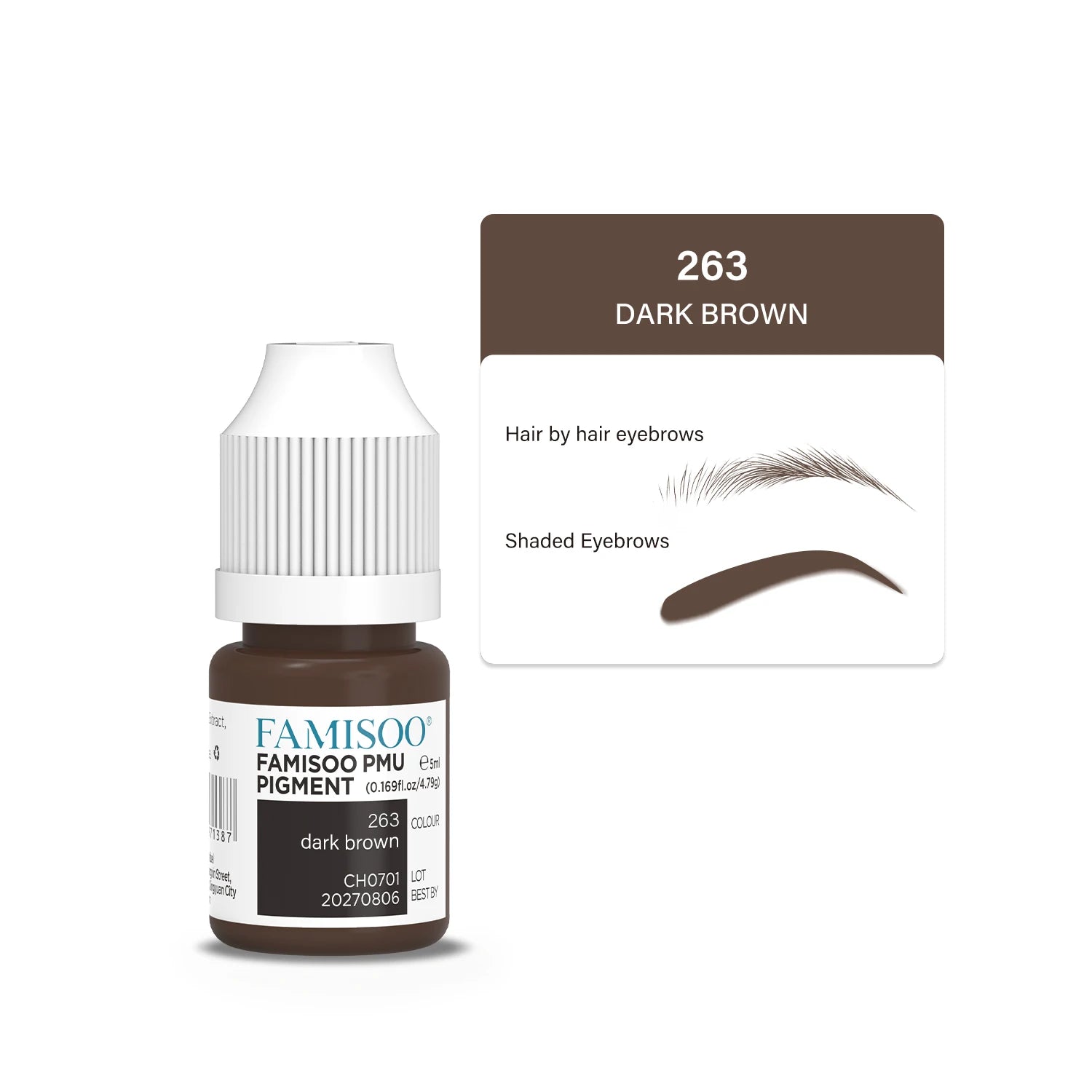 Professional Microblading Eyebrow Tattoo Ink - Long-Lasting 5ml Pigment Permanent Makeup Machines 263 Deep brown China