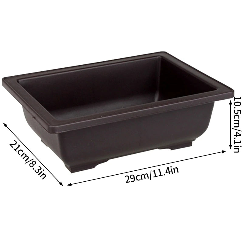 Rectangular black planter pot for succulents and bonsai