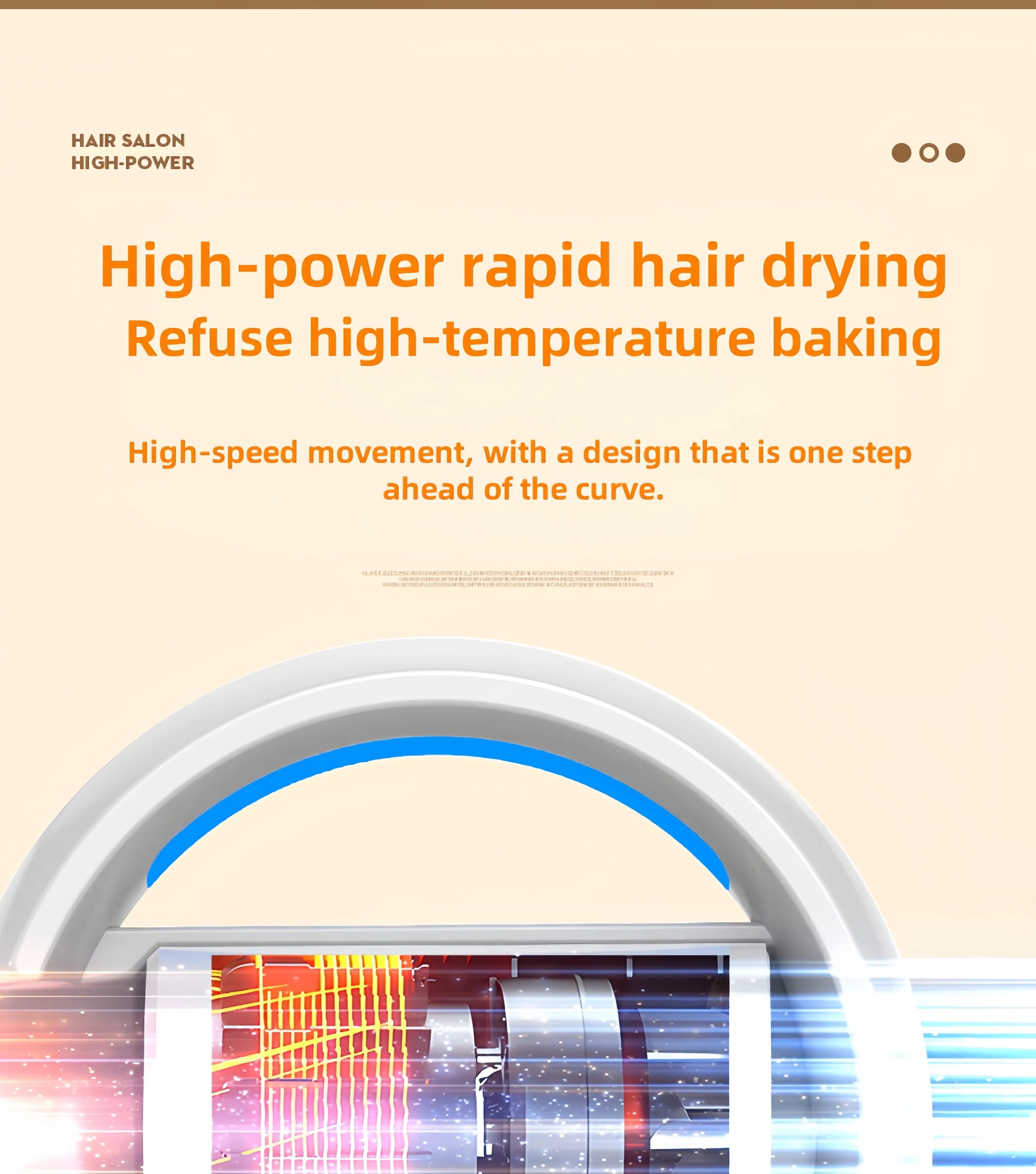 1800W wall-mounted hair dryer with blue light, constant temperature, and quick-dry tech for home or hotel salon use.