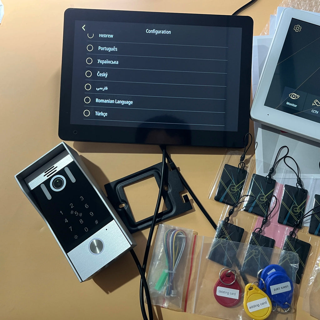 5in1 Unlock Doorbell 10inch 1080P Touch Monitor Video Intercom System Home intercom with Fingerprint IC Card Unlock for apartmen