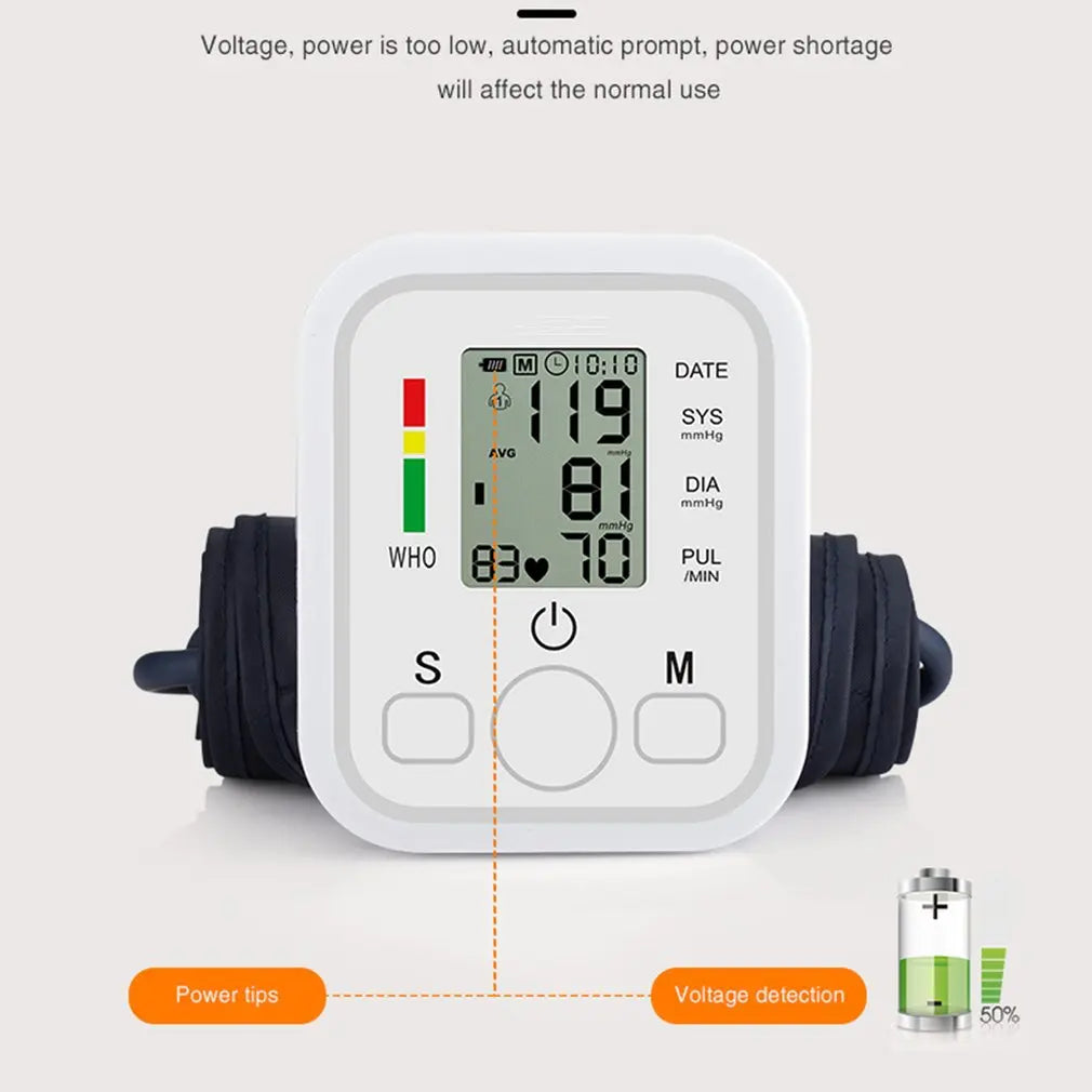 Automatic Digital Arm Blood Pressure Monitor Tonometer Meter Sphygmomanometer LCD Portable Health Care Pulse Meter BP Monitor