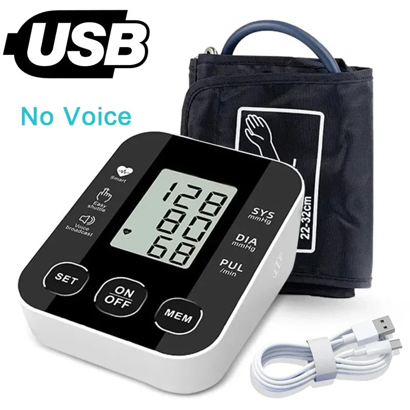 Voice BP Sphygmomanometer Heart Rate Pulse Tonometer Russian / Arabic / Spanish / Portuguese Voice Arm Blood Pressure Monitor