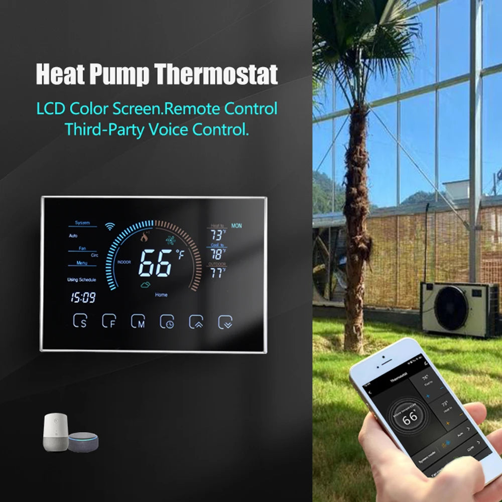 WiFi Smart Thermostat Temperature Controller Programmable Touch Control Mobile APP Voice Control Compatible with Alexa Home