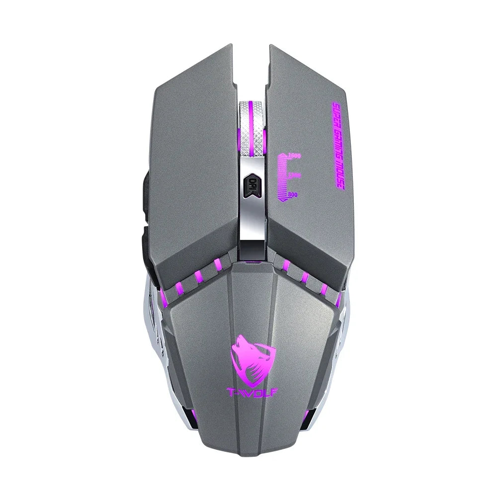 T-WOLF Thunderwolf Q15 Rechargeable Wireless Mouse RGB Glow Game Office Silent Laptop 2.4g Rechargeable Wireless Mouse