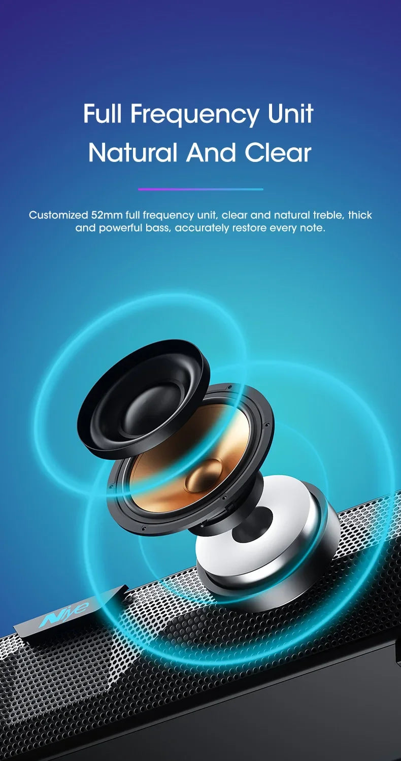 4D Stereo Sound Bar PC Speaker Surround Soundbar Bluetooth Wireless Wired Computer Speakers RGB Subwoofer for Laptop Theater TV