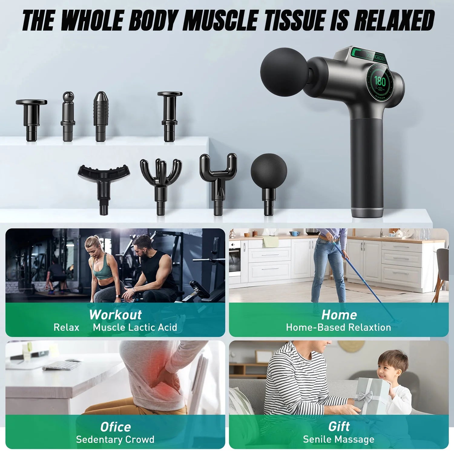 Portable Massage Gun: Deep Tissue Muscle Recovery & 8 Heads Fascia Gun Tidesmit