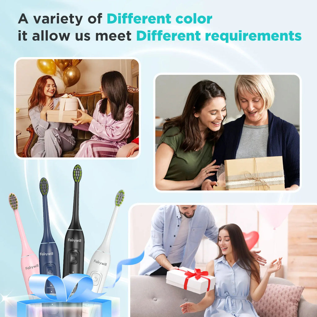 Fairywill Electric Sonic Toothbrush FW-Y05 USB Charge Rechargeable Adult Waterproof Electronic Tooth Brushes Replacement Heads