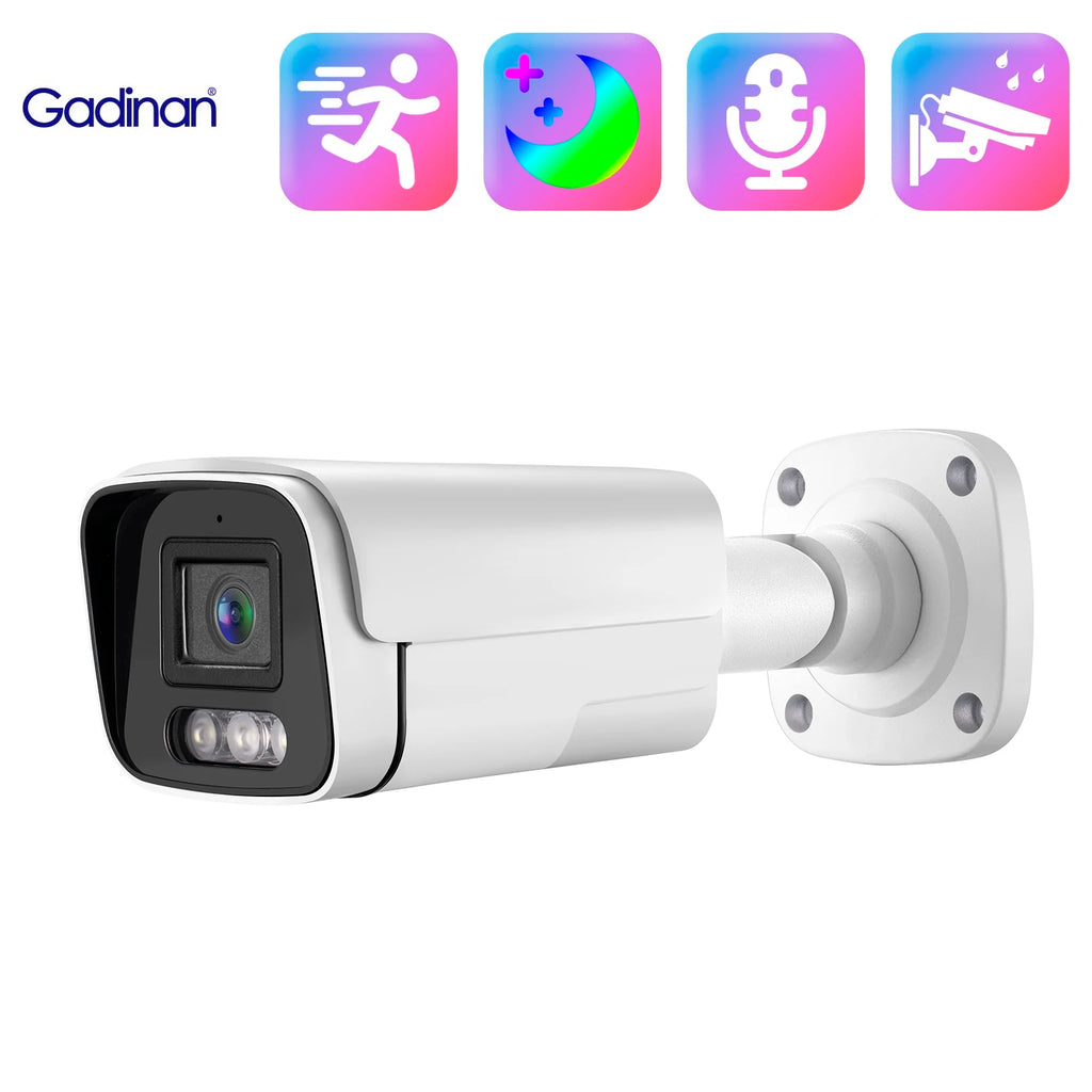 Gadinan Metal Outdoor POE Audio IP Camera Color Night Vision P2P AI Humanoid Alert CCTV Home Security Video Monitoring Linklemo