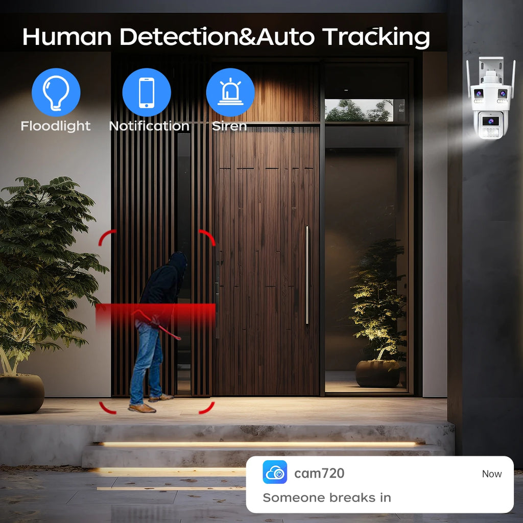 JOOAN 6K Three Lens PTZ IP Camera Outdoor Three Screen 5G WiFi Ai Tracking IP66 Waterproof CCTV Video Security Camera