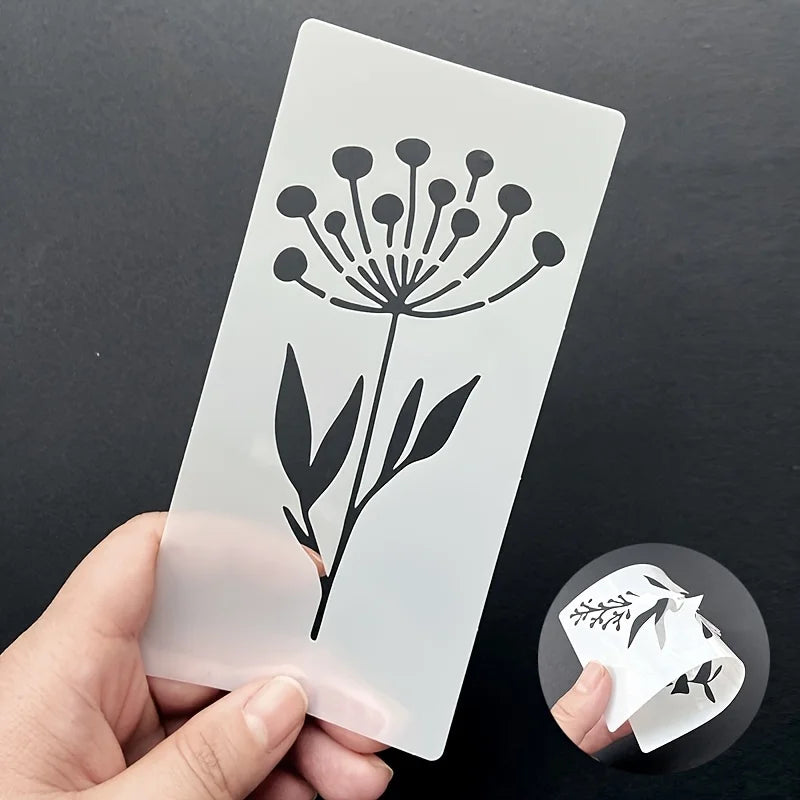 18Pcs/set DIY Flower Painting Stencils, Reusable Plastic Templates for Wood, Fabric, Paper Spray Paint & Graffiti Craft Supplies