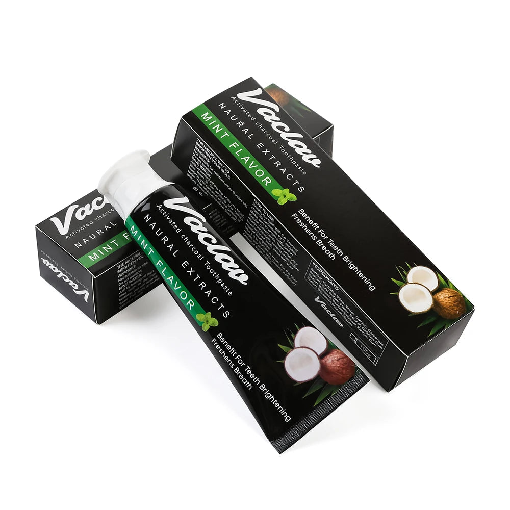 Tidesmit activated charcoal mint toothpaste for natural teeth whitening and plaque removal without artificial colors