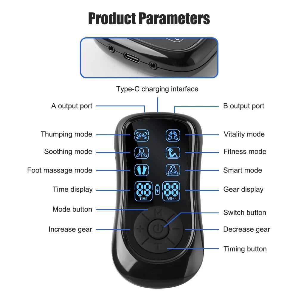Tidesmit Electric EMS Muscle Stimulator - Rechargeable Deep Tissue Massager Massage Chairs Tidesmit